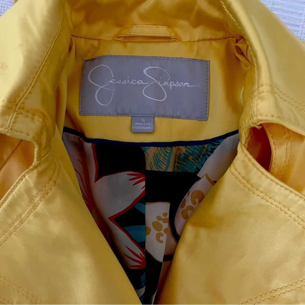 JESSICA SIMPSON Chic Shiny Yellow Color Trench Coat Size S. - Picture 8 of 9
